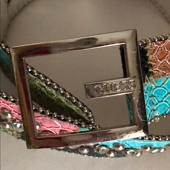 GUESS Patchwork Rhinestone Studded Belt - Picture 2 of 6